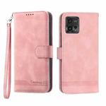 For Motorola Moto G72 Dierfeng Dream Line TPU + PU Leather Phone Case(Pink)