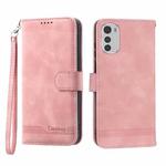 For Motorola Moto E32 4G Dierfeng Dream Line TPU + PU Leather Phone Case(Pink)
