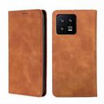 For Xiaomi 13 Skin Feel Magnetic Horizontal Flip Leather Phone Case(Light Brown)