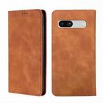 For Google Pixel 7a Skin Feel Magnetic Horizontal Flip Leather Phone Case(Light Brown)