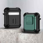 For AirPods 1 / 2 TPU + PC Shockproof Earphone Protective Case with Switch(Green)