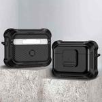 For AirPods Pro TPU + PC Shockproof Earphone Protective Case with Switch(Black)