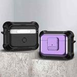 For AirPods Pro TPU + PC Shockproof Earphone Protective Case with Switch(Purple)