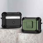 For AirPods Pro 2 TPU + PC Shockproof Earphone Protective Case with Switch(Army Green)