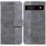 For Google Pixel 7a Geometric Embossed Flip Leather Phone Case(Grey)