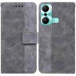 For Infinix Hot 20 Play Geometric Embossed Flip Leather Phone Case(Grey)