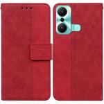 For Infinix Hot 20 Play Geometric Embossed Flip Leather Phone Case(Red)