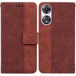 For OPPO A58 Geometric Embossed Flip Leather Phone Case(Brown)