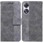 For OPPO A58 Geometric Embossed Flip Leather Phone Case(Grey)