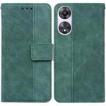 For OPPO A58 Geometric Embossed Flip Leather Phone Case(Green)