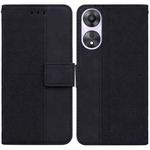 For OPPO A58 Geometric Embossed Flip Leather Phone Case(Black)