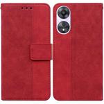 For OPPO A58 Geometric Embossed Flip Leather Phone Case(Red)