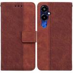 For Tecno Pova 4 Pro Geometric Embossed Flip Leather Phone Case(Brown)