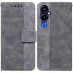 For Tecno Pova 4 Pro Geometric Embossed Flip Leather Phone Case(Grey)