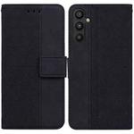 For Samsung Galaxy A34 5G Geometric Embossed Flip Leather Phone Case(Black)