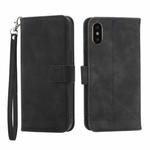For iPhone X/XS Dierfeng Dream Line TPU + PU Leather Phone Case(Black)