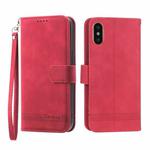 For iPhone X/XS Dierfeng Dream Line TPU + PU Leather Phone Case(Red)