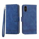 For iPhone X/XS Dierfeng Dream Line TPU + PU Leather Phone Case(Blue)