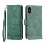 For iPhone X/XS Dierfeng Dream Line TPU + PU Leather Phone Case(Green)