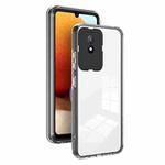 For vivo Y02 4G 3 in 1 Clear TPU Color PC Frame Phone Case(Black)