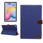 For Galaxy Tab S6 Lite P610 / P615 Horizontal Flip Denim Leather Case, with Holder & Card Slots & Wallet & Sleep / Wake-up Function(Dark Blue)
