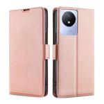 For vivo Y02 4G Ultra-thin Voltage Side Buckle Horizontal Flip Leather Phone Case(Rose Gold)