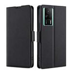 For Xiaomi Redmi K60E Ultra-thin Voltage Side Buckle Horizontal Flip Leather Phone Case(Black)