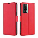 For Xiaomi Redmi K60E Ultra-thin Voltage Side Buckle Horizontal Flip Leather Phone Case(Red)