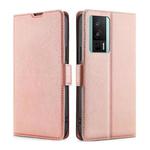 For Xiaomi Redmi K60 / K60 Pro Ultra-thin Voltage Side Buckle Horizontal Flip Leather Phone Case(Rose Gold)