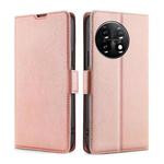 For OnePlus 11 Ultra-thin Voltage Side Buckle Horizontal Flip Leather Phone Case(Rose Gold)