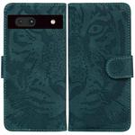For Google Pixel 7a Tiger Embossing Pattern Flip Leather Phone Case(Green)
