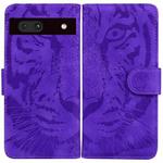 For Google Pixel 7a Tiger Embossing Pattern Flip Leather Phone Case(Purple)