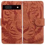 For Google Pixel 7a Tiger Embossing Pattern Flip Leather Phone Case(Brown)