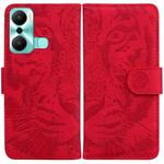 For Infinix Hot 20 Play Tiger Embossing Pattern Flip Leather Phone Case(Red)