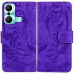 For Infinix Hot 20 Play Tiger Embossing Pattern Flip Leather Phone Case(Purple)