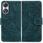For OPPO A58 Tiger Embossing Pattern Flip Leather Phone Case(Green)