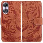 For OPPO A58 Tiger Embossing Pattern Flip Leather Phone Case(Brown)