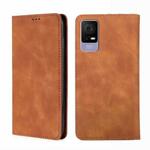 For TCL 405 / 406 / 408 Skin Feel Magnetic Horizontal Flip Leather Phone Case(Light Brown)