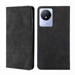 For vivo Y02 4G Skin Feel Magnetic Horizontal Flip Leather Phone Case(Black)