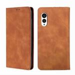 For Fujitsu Arrows N F-51C Skin Feel Magnetic Horizontal Flip Leather Phone Case(Light Brown)