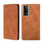 For Xiaomi Redmi K60E Skin Feel Magnetic Horizontal Flip Leather Phone Case(Light Brown)