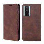 For Xiaomi Redmi K60 / K60 Pro Skin Feel Magnetic Horizontal Flip Leather Phone Case(Dark Brown)