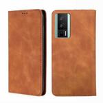 For Xiaomi Redmi K60 / K60 Pro Skin Feel Magnetic Horizontal Flip Leather Phone Case(Light Brown)
