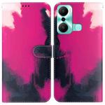 For Infinix Hot 20 Play Watercolor Pattern Flip Leather Phone Case(Berry Color)