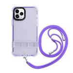 For iPhone 14 2 in 1 360 Invisible Holder Cross-body Rope Phone Case(Purple)