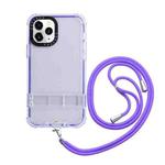For iPhone 14 Plus 2 in 1 360 Invisible Holder Cross-body Rope Phone Case(Purple)