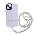 For iPhone 15 Plus 2 in 1 360 Invisible Holder Cross-body Rope Phone Case(White)