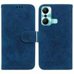 For Infinix Hot 20 Play Butterfly Rose Embossed Leather Phone Case(Blue)