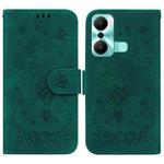 For Infinix Hot 20 Play Butterfly Rose Embossed Leather Phone Case(Green)