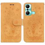 For Infinix Hot 20 Play Butterfly Rose Embossed Leather Phone Case(Yellow)